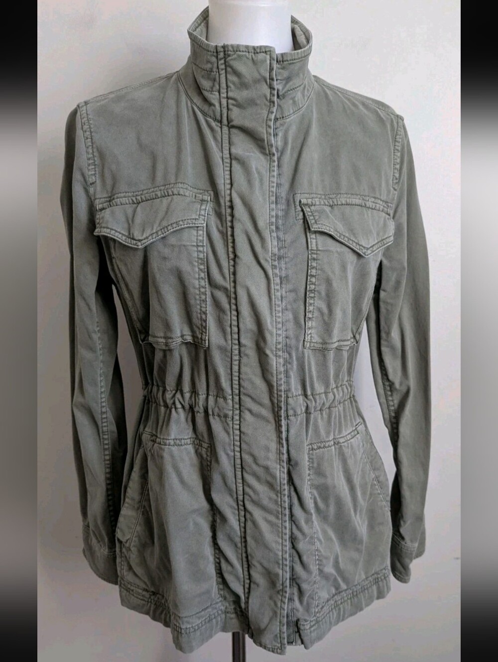 Gap Cotton Utility Jacket Military Green Women’s Casual Small Zip High Collar S